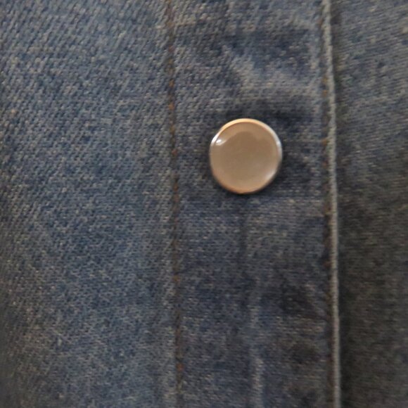 VINTAGE NEVADA JEANSWEAR Light Denim Pearl Snap Maxi Dress - Size 10 - Picture 9 of 15
